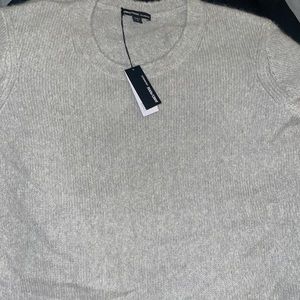 James Perse women lightweight cashmere sweater short sleeve cream color